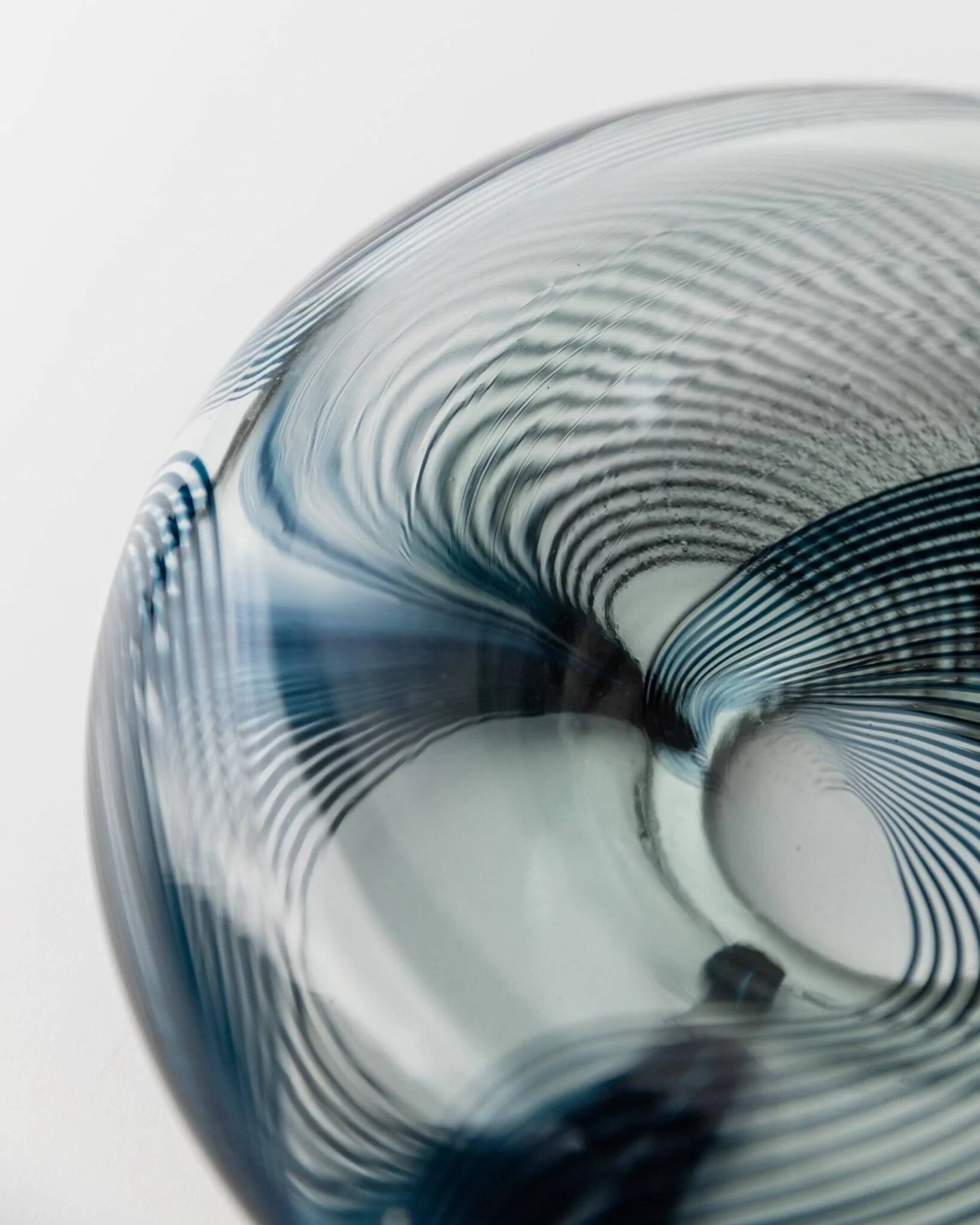 Blue Murano Glass Bowl with Filigree Twist - Vintage Italian Glass Art, 1970s, Table Decor