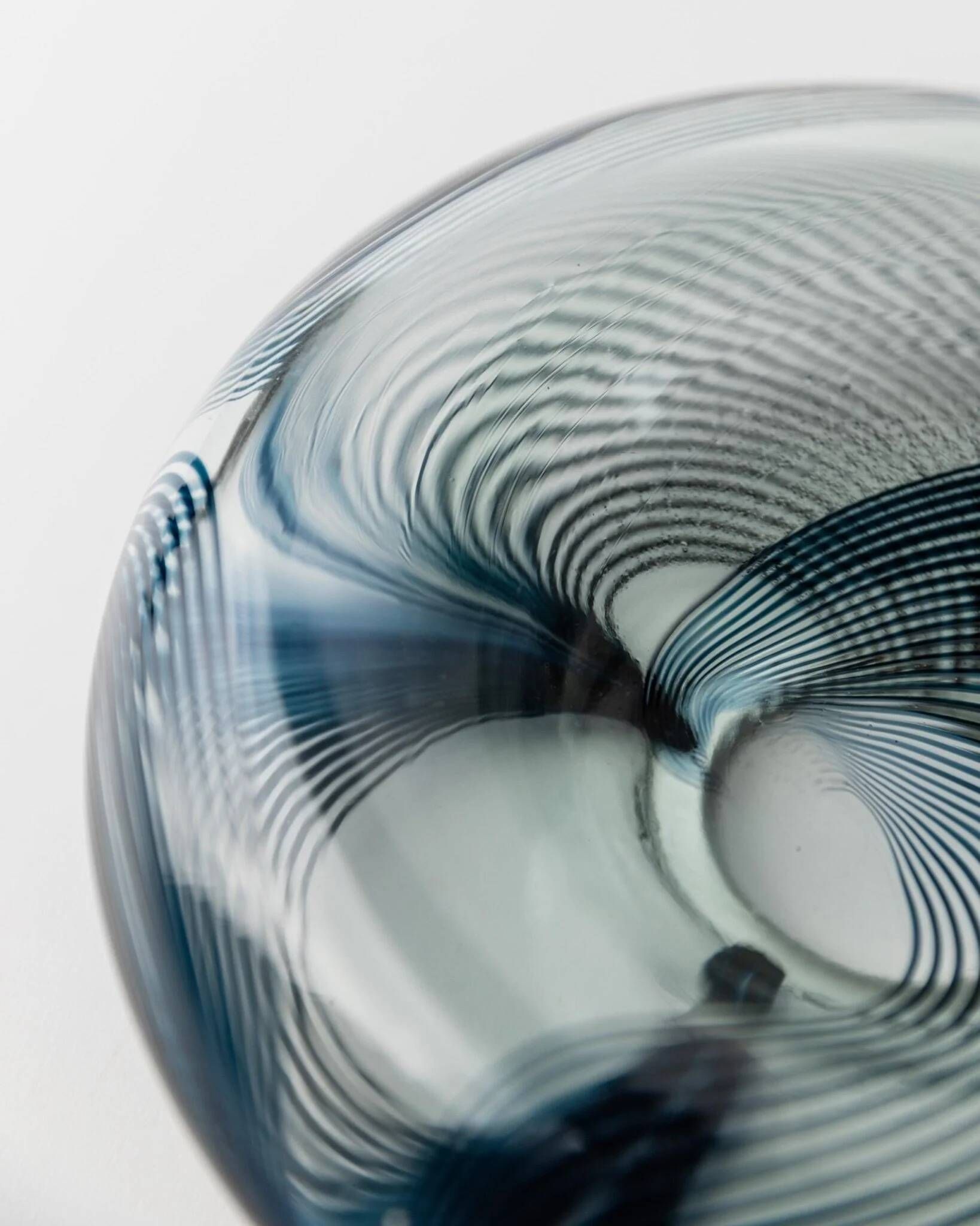 Blue Murano Glass Bowl with Filigree Twist - Vintage Italian Glass Art, 1970s, Table Decor