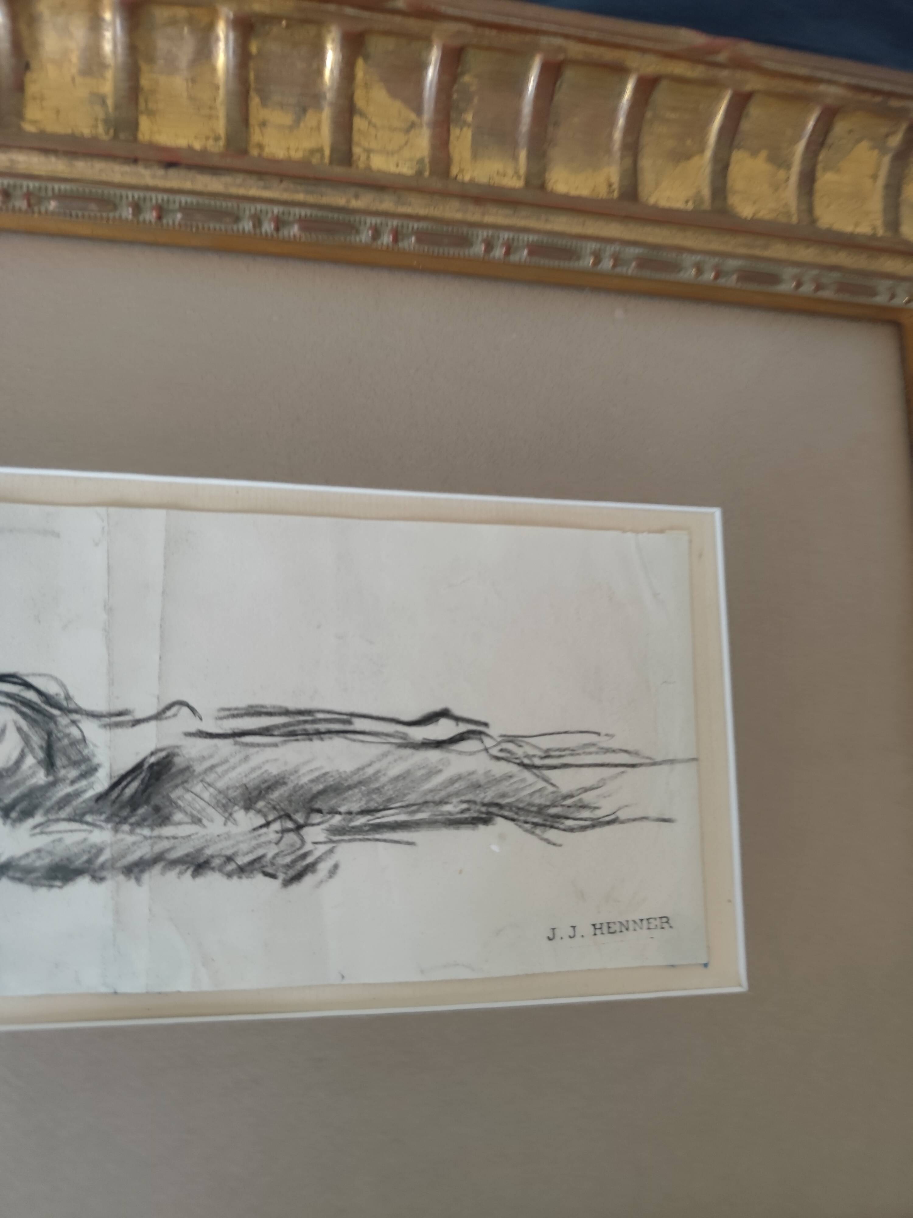 Original drawing Christ on the shroud by Jean Jacques Henner