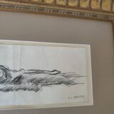 Original drawing Christ on the shroud by Jean Jacques Henner