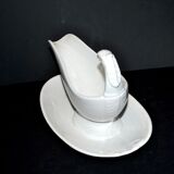 Sarreguemines antique earthenware sauce boat U&C opaque eagle's head