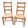 Paire de chaises paillées vintage années 60-70