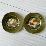Slip plates decorated with apples and pears