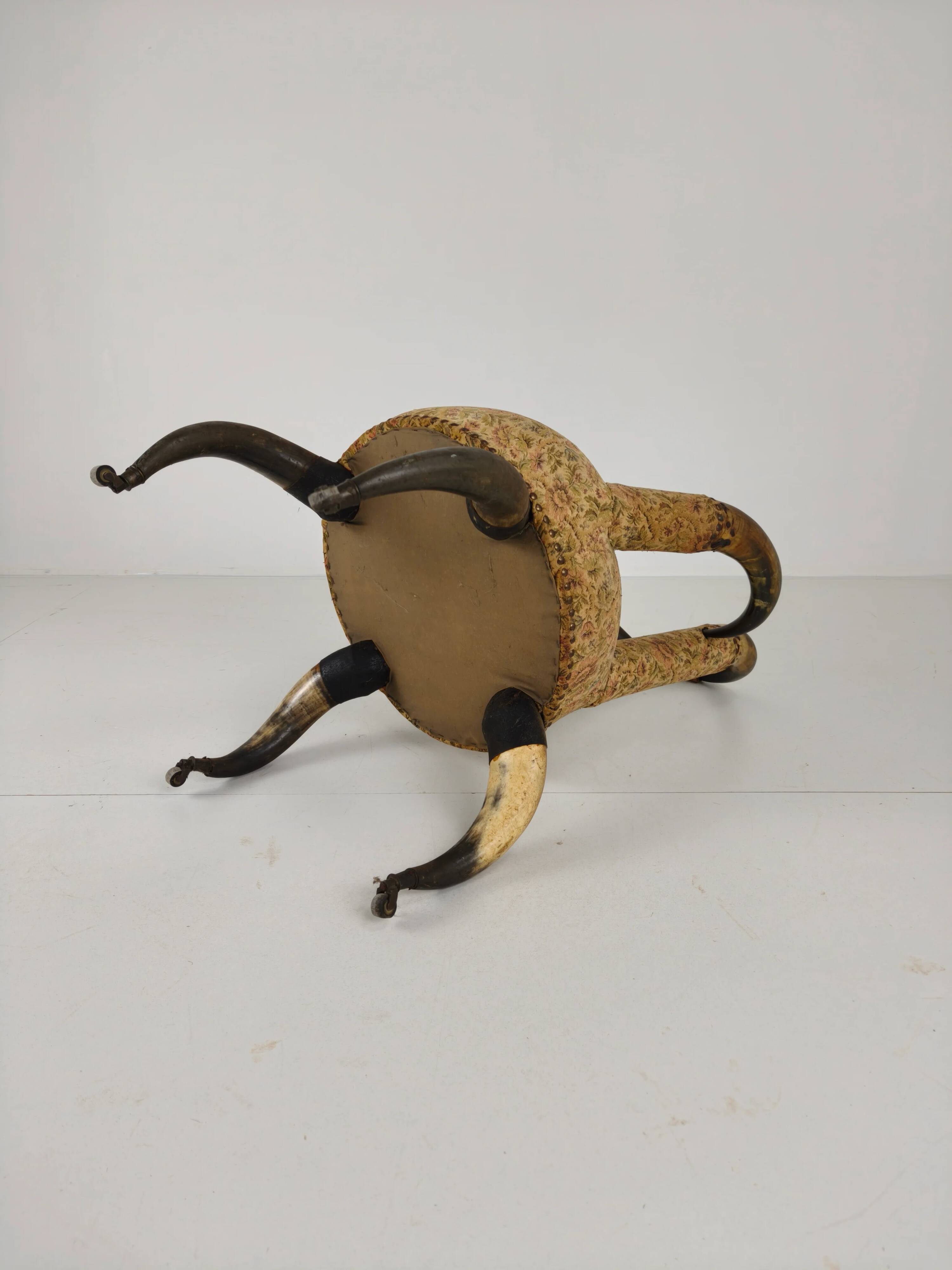 Rare 19th century highly decorative bull horn armchair (1870)