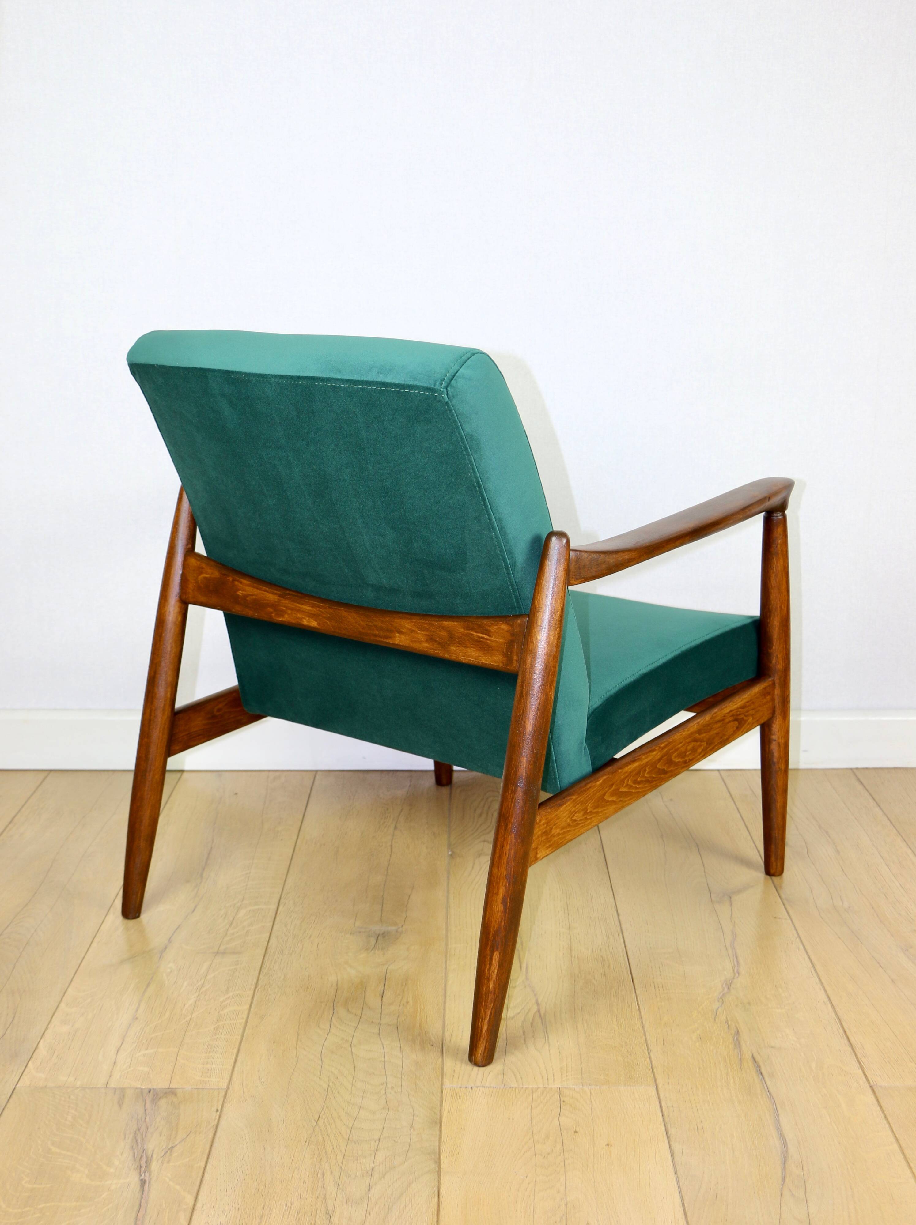 GFM-64 armchair, design by Edmund Homa from the 70s, green velvet - Jade 500 - 2 pieces available