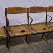 Luterma antique theatre bench circa 1930, vintage wrought iron cinema bench