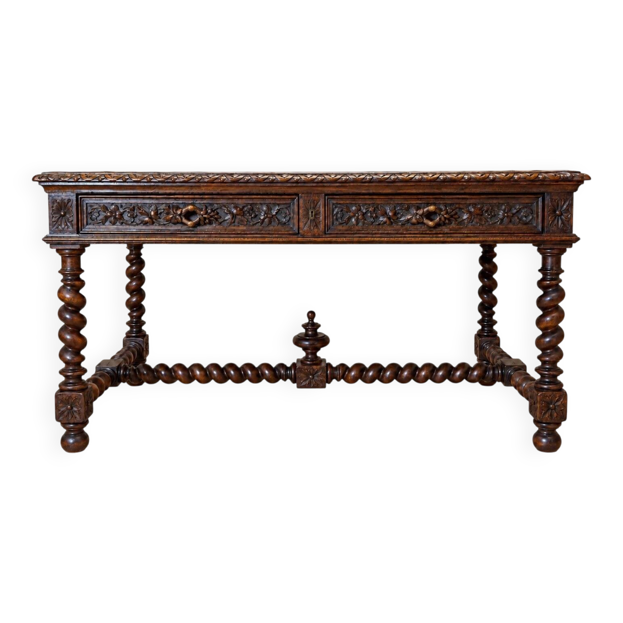 Flat desk – Louis XIII style – Carved solid oak – 19th century