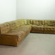 De Sede DS11 Olive Green Patched Leather Modular Sofa, 6 Elements. 1970s