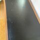 Vintage curved wood and leather desk – 1970s/80s