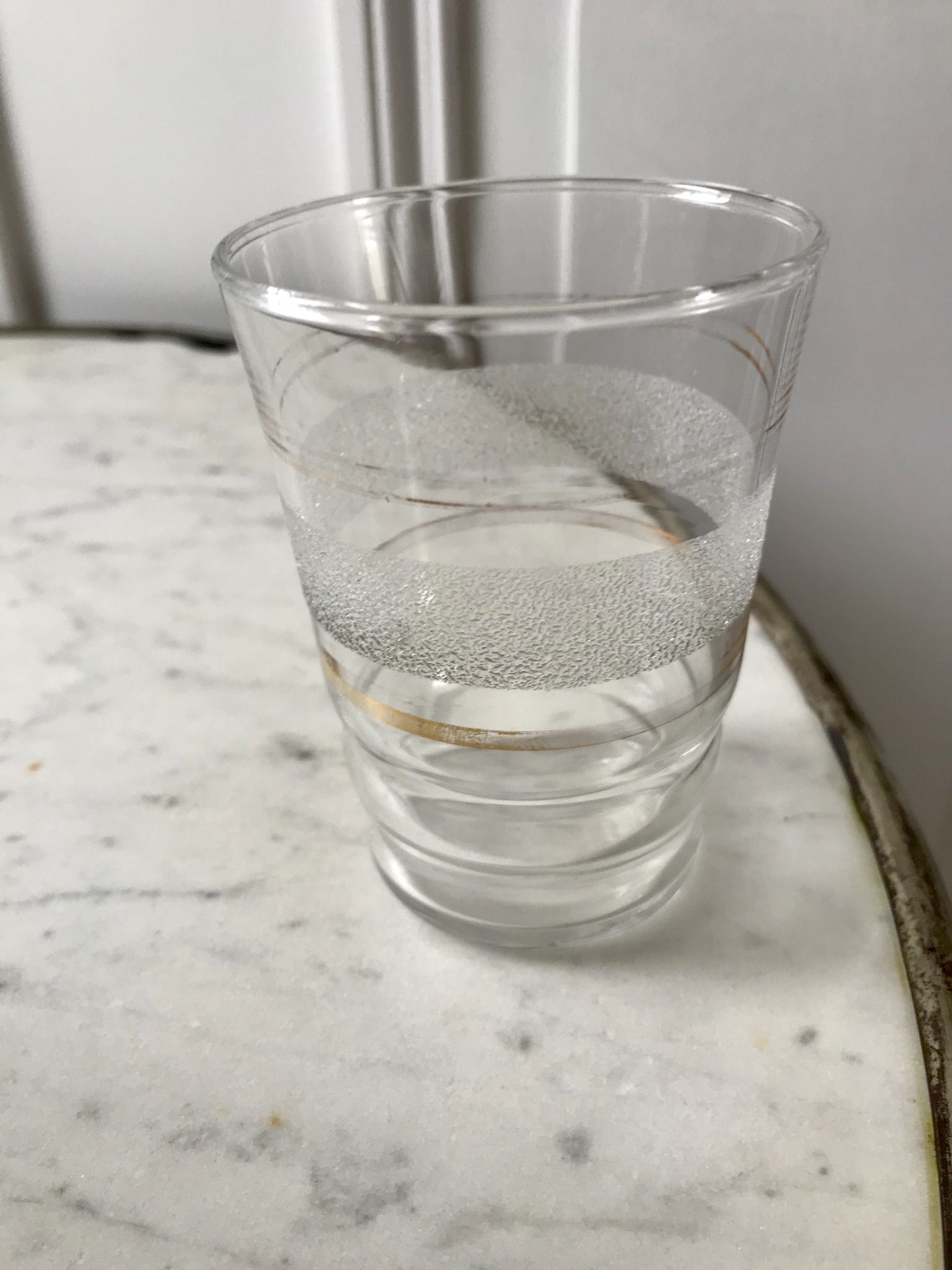 Set of 13 granite water glasses with golden borders 50s-60s
