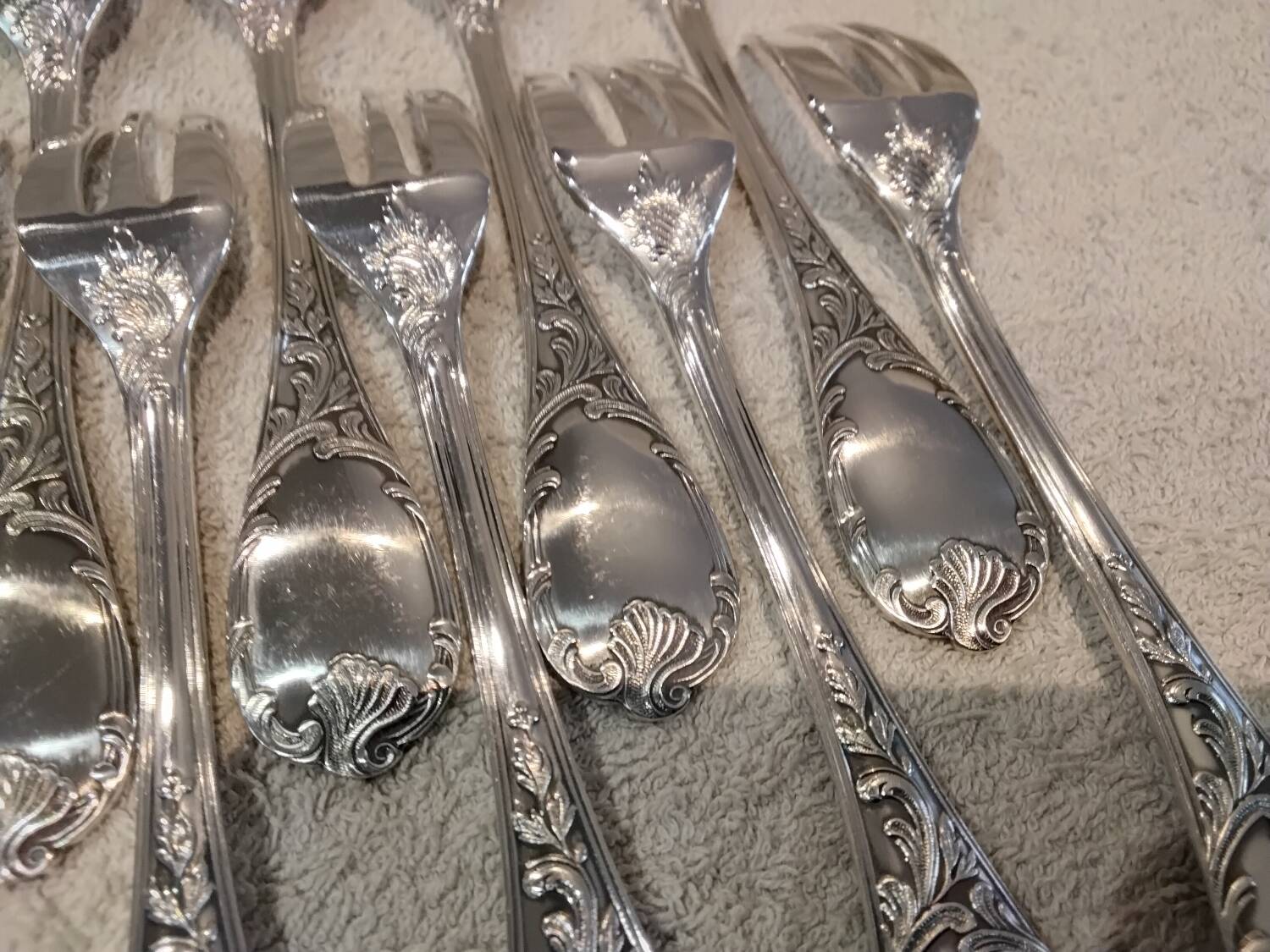 10 silver-plated cake forks by Christofle, Marly pattern