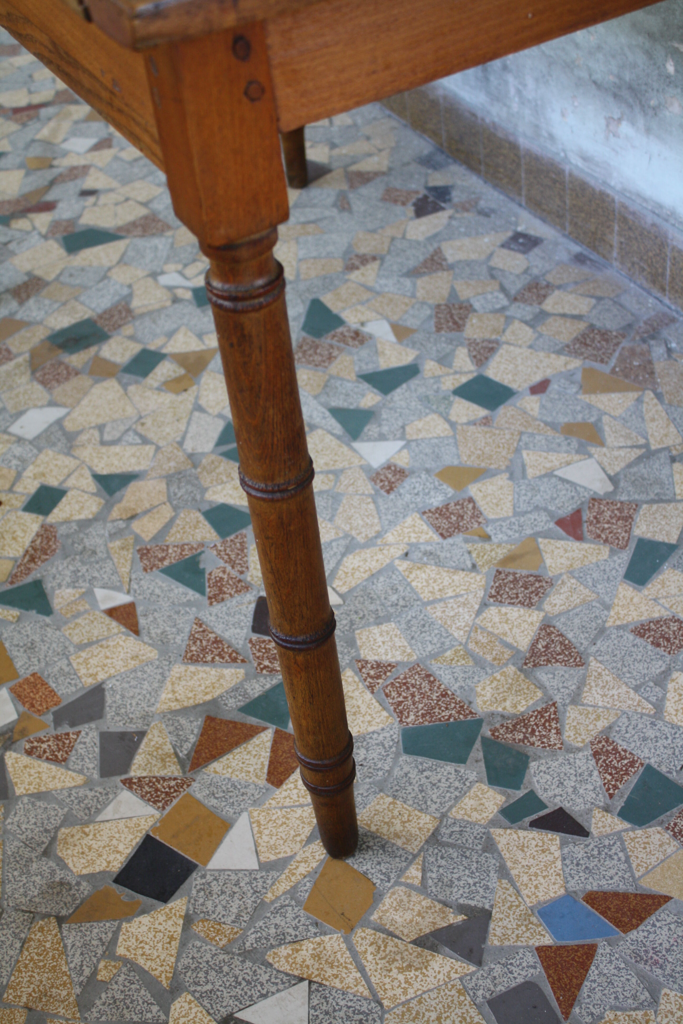 Pitch pine desk false bamboo Napoleon III