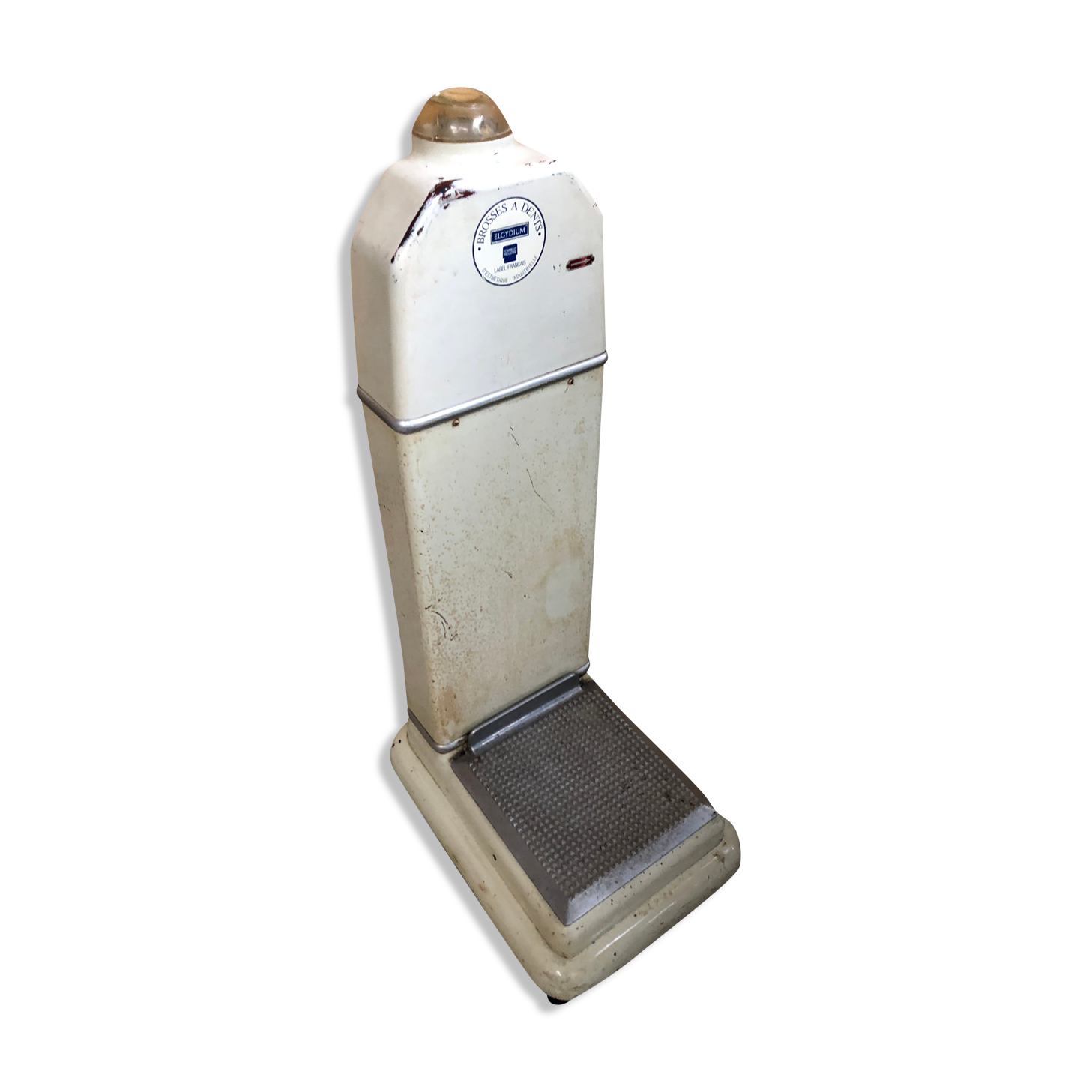 Old pharmacy scale TESTUT metal white + tray gray vintage