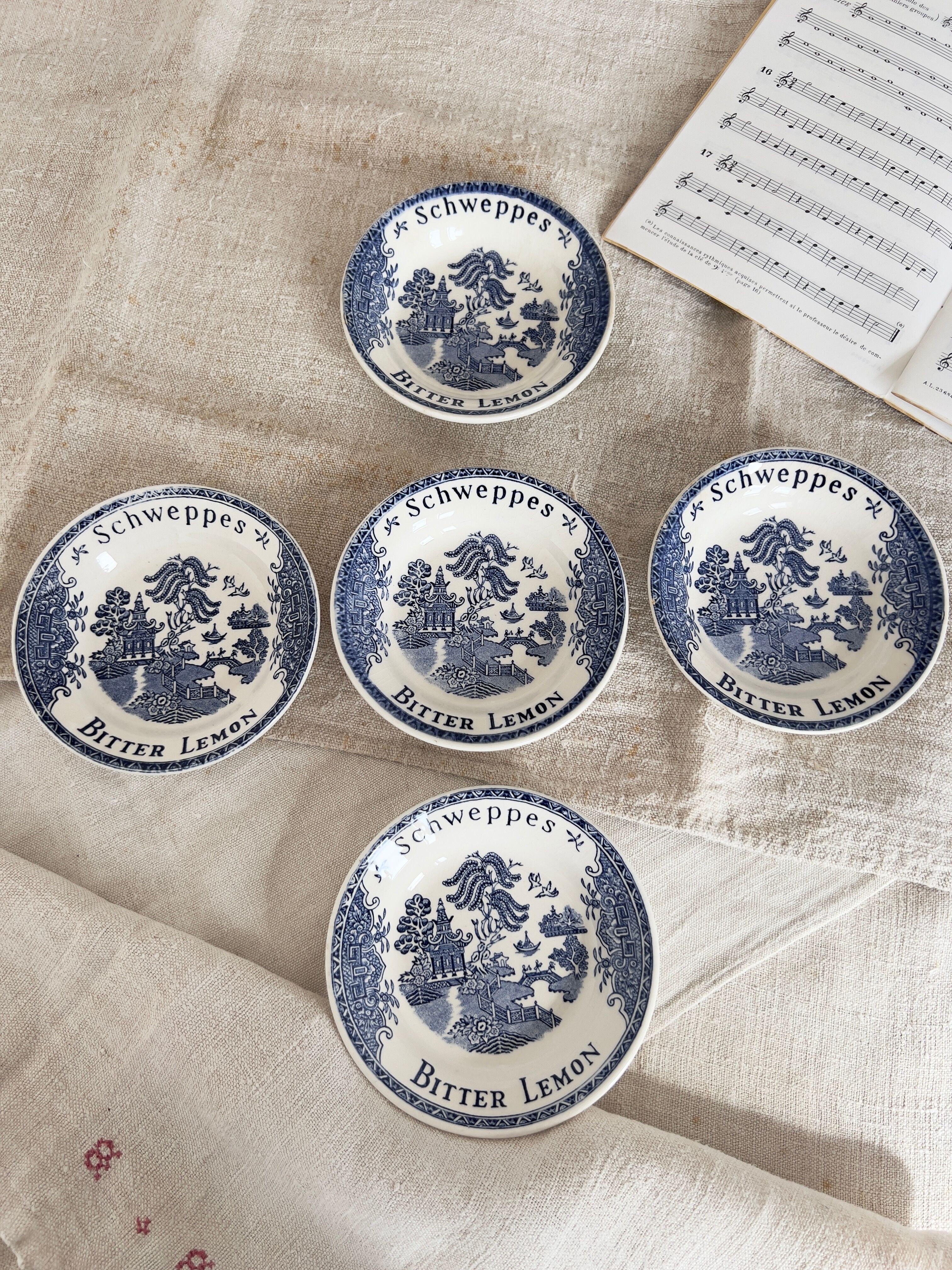 Set of 5 vintage schweppes porcelain cups 50s