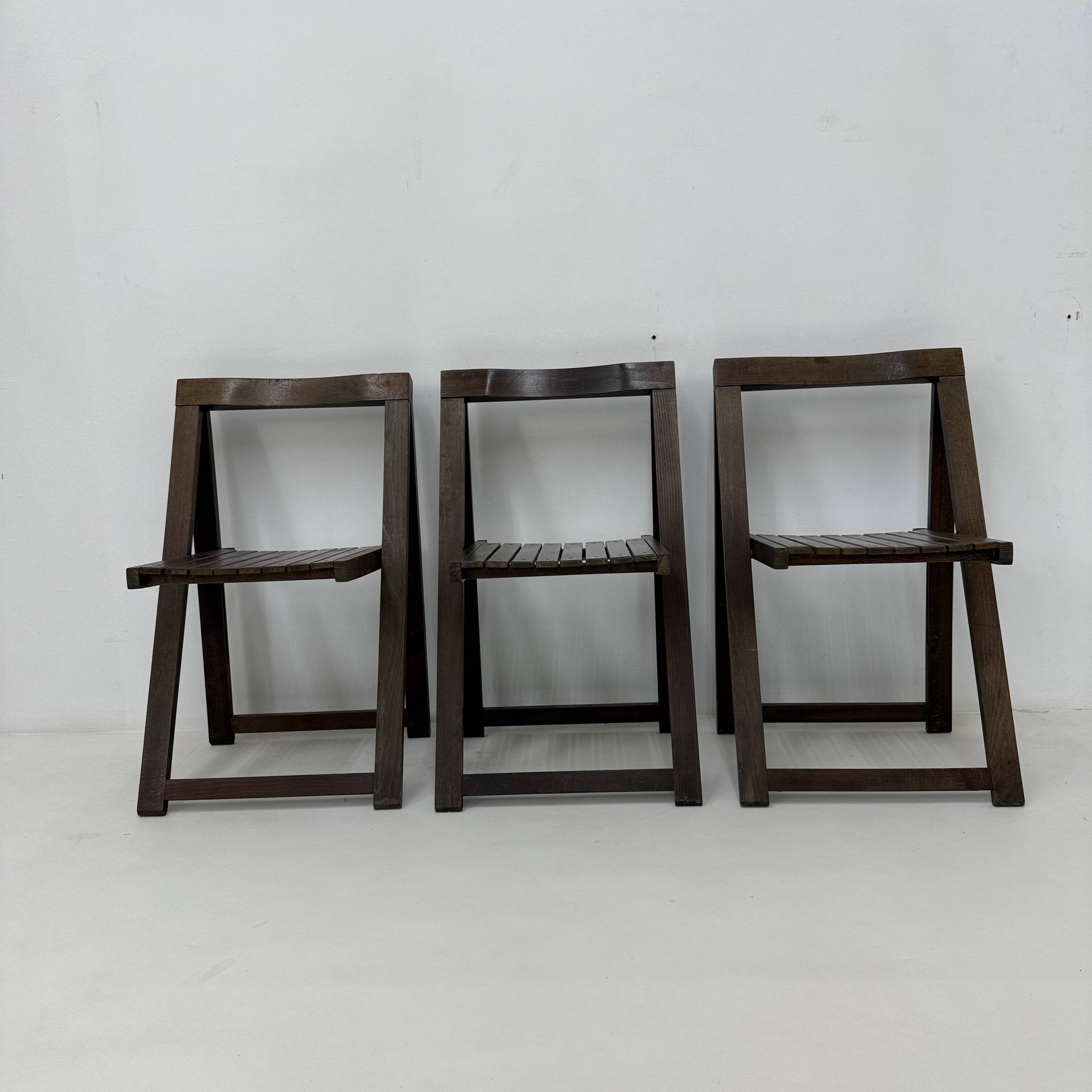 Set of 3  wooden folding chairs, 1960’s