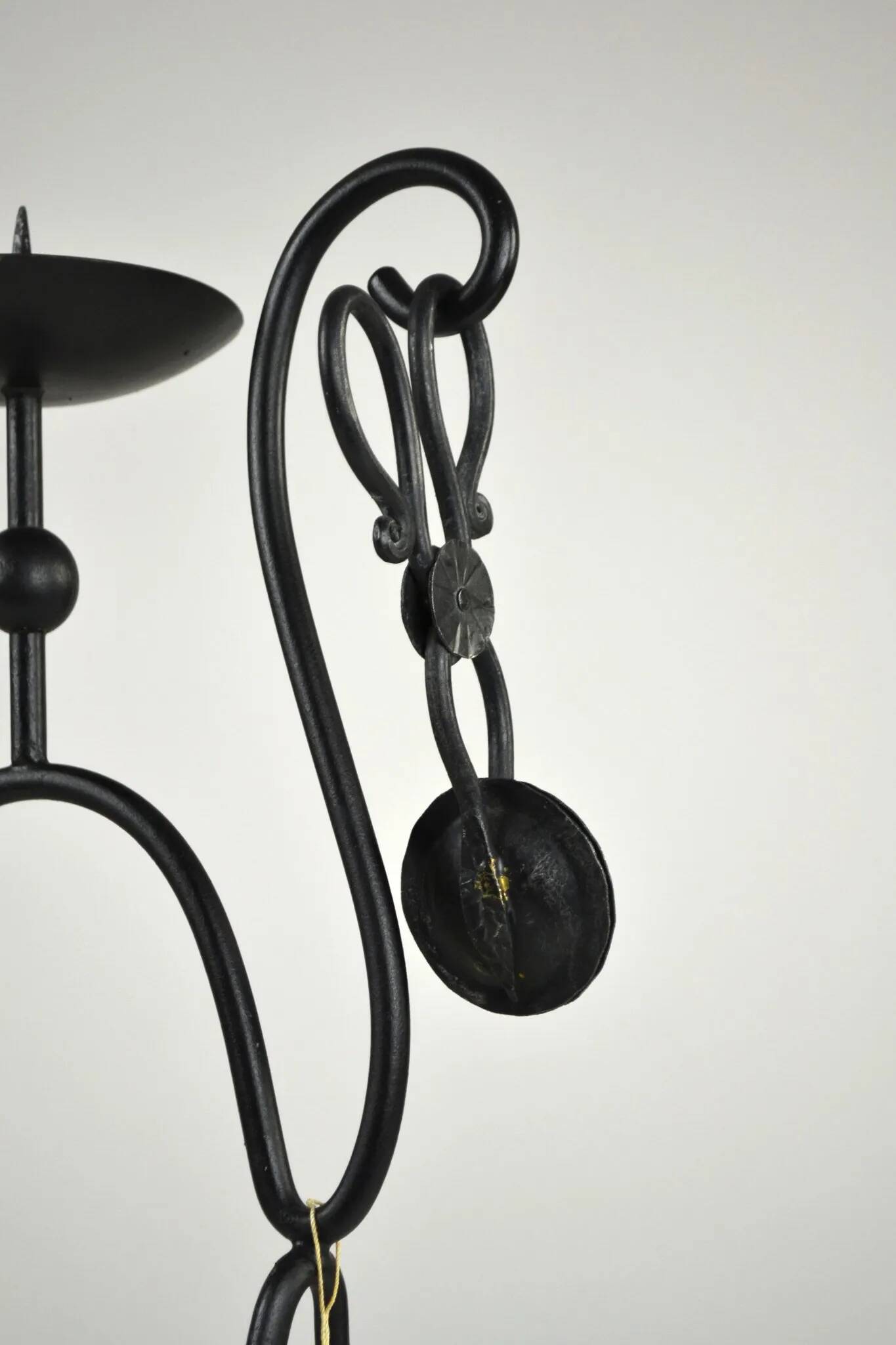 Black Painted Metal Cat Candle Holder, Snuffer & Original Label by Gunnar Ander for Ystad-Metall, Sweden, 1950s/60s