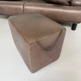 Antique buffalo leather sofa and pouf, de sede n' 18 design, from the 80s