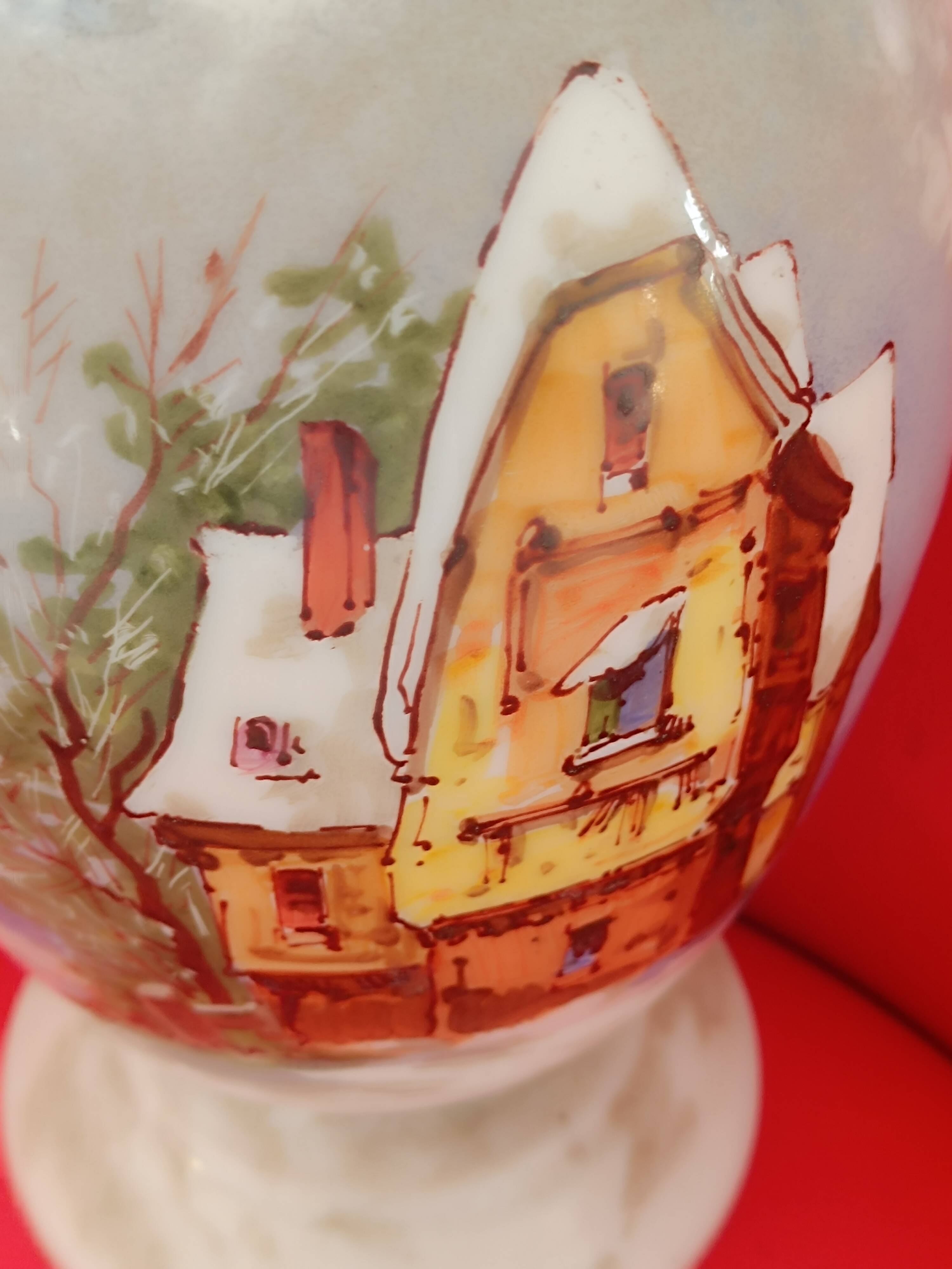 Hand-painted opaline vase, early 20th century.