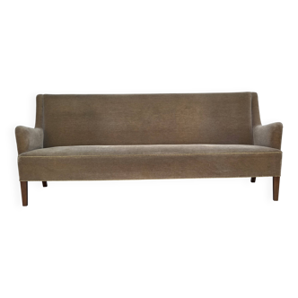 1960s, Danish 4-seater sofa, original light green furniture velour.