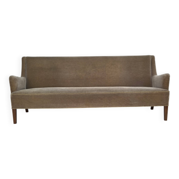 1960s, Danish 4-seater sofa, original light green furniture velour.