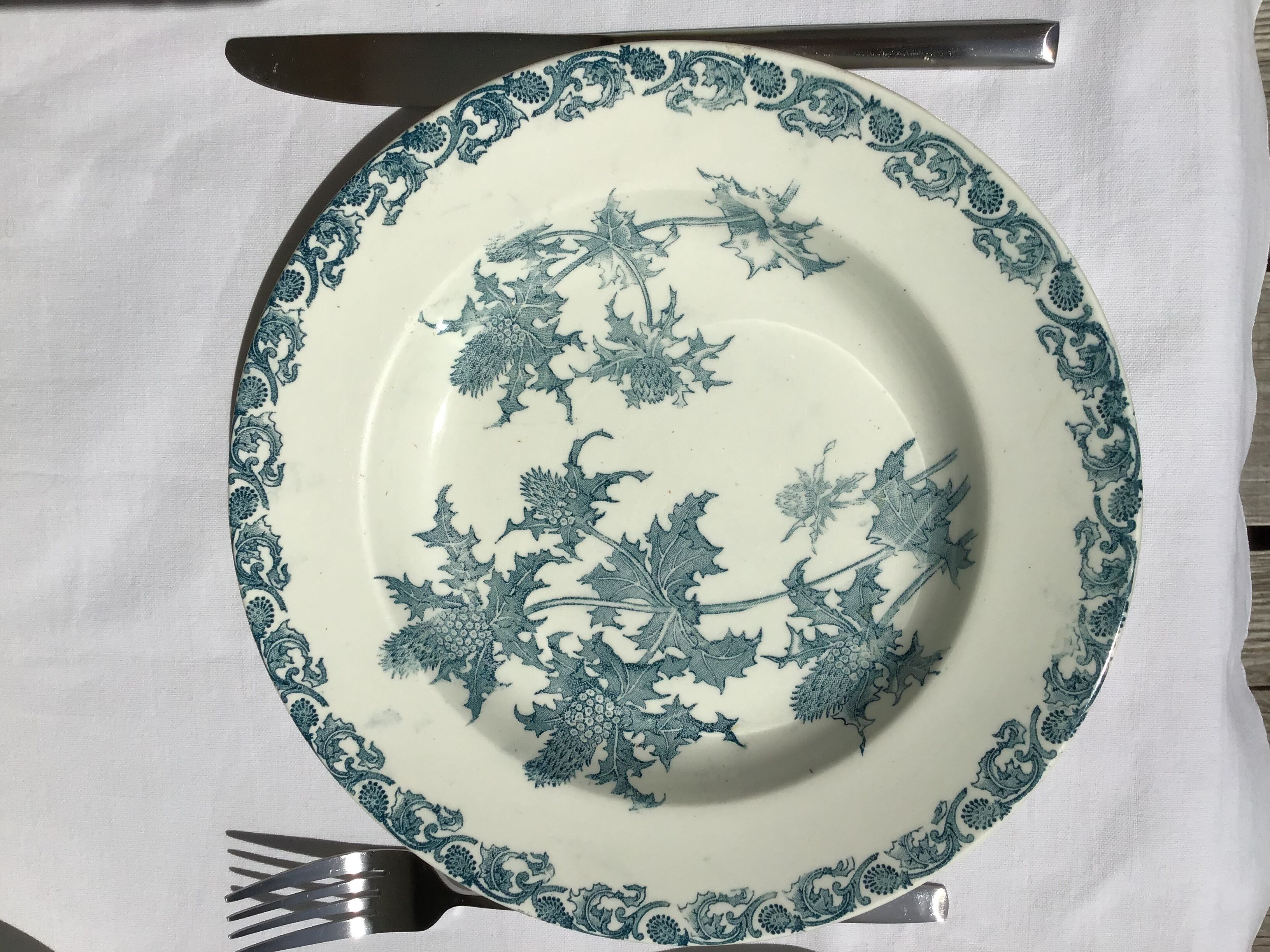 9 hollow plates Iron Earth thistles L.G Righi blue ink