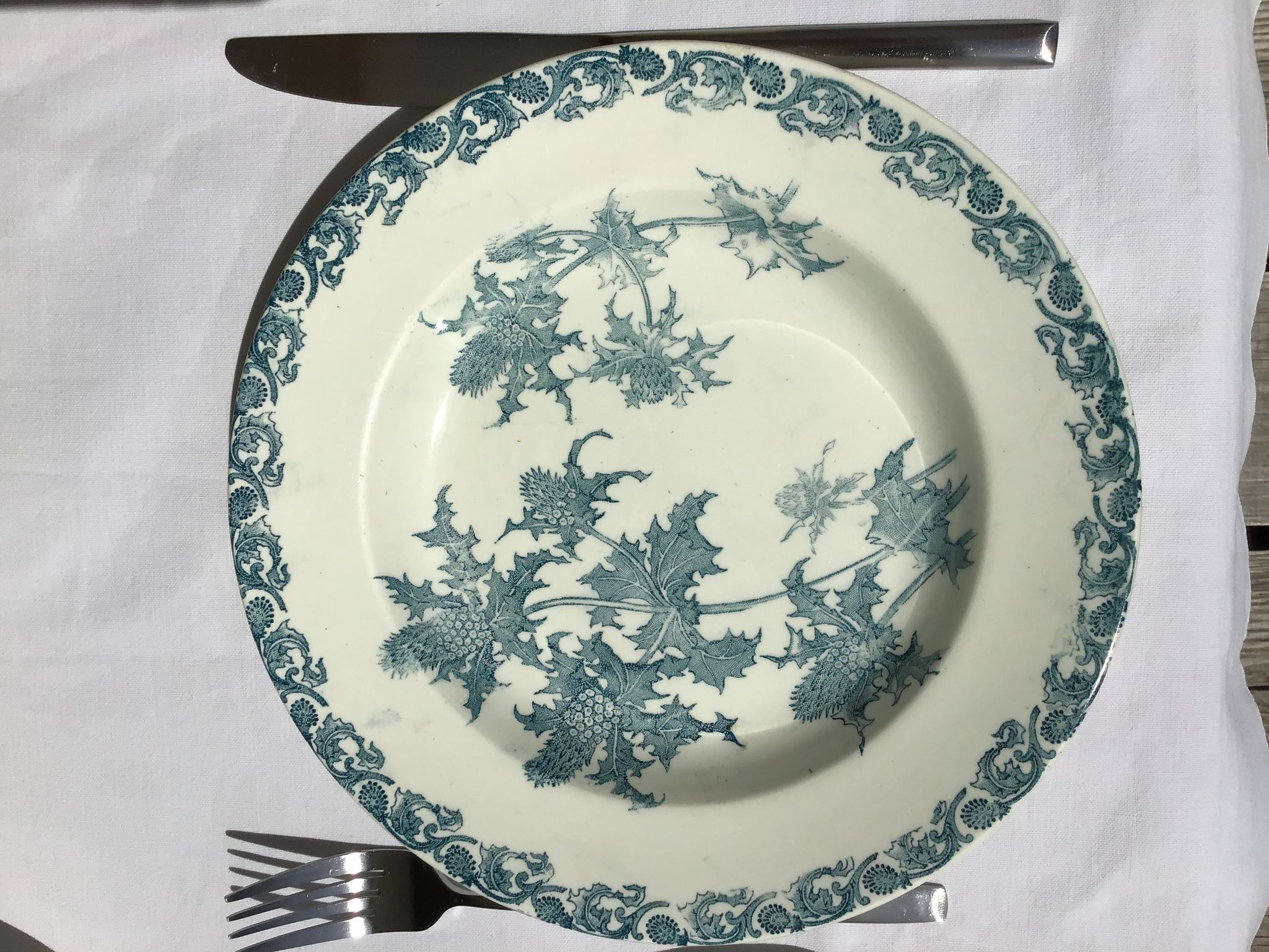 9 hollow plates Iron Earth thistles L.G Righi blue ink