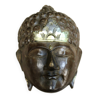 Masque de Bouddha en bois à suspendre