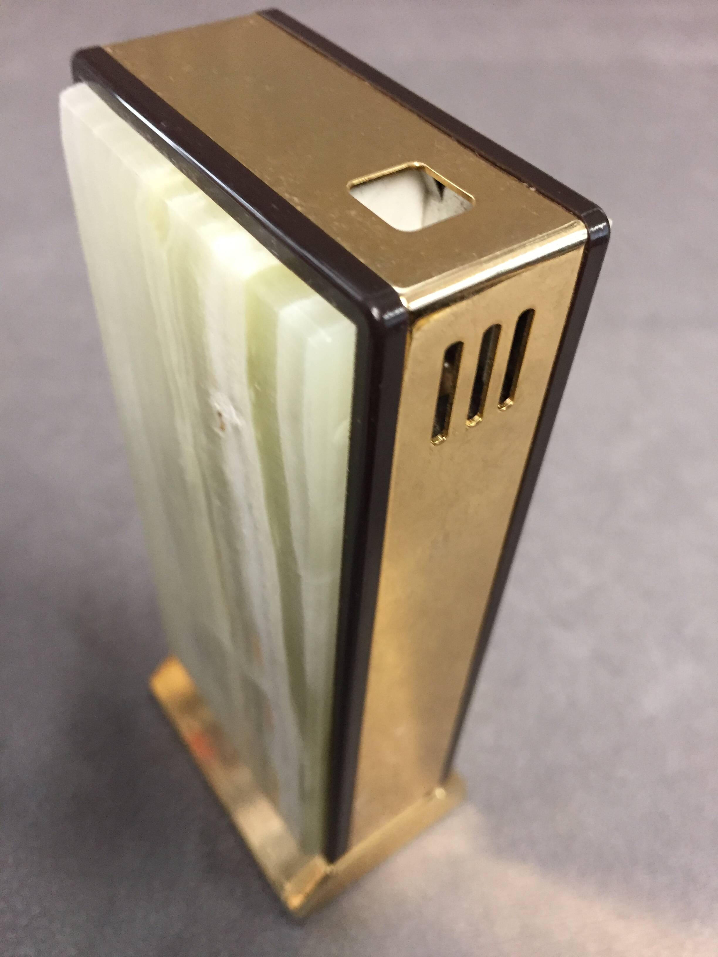 Collector Table Lighter SAROME Vintage Electric Gold Metal & Alabaster Chic