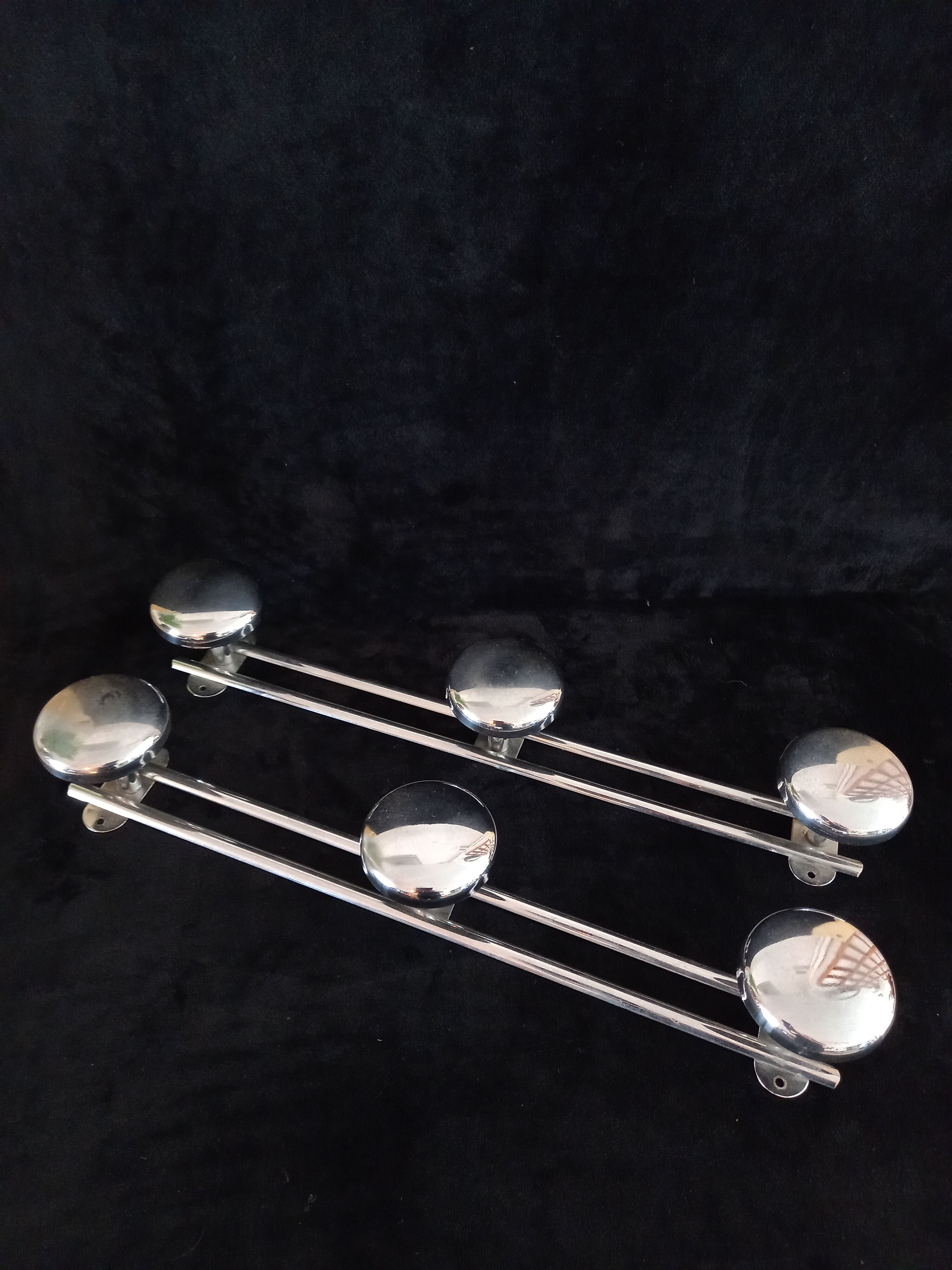 Pair of coat rack in chrome retro style