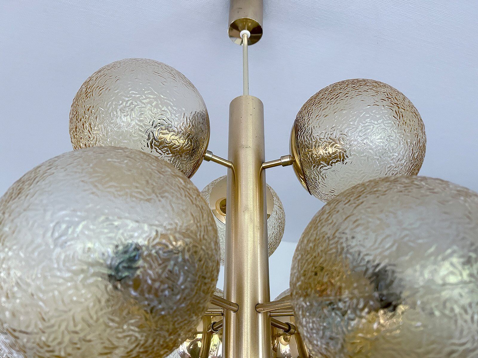 Grand lustre en verre de l'ère spatiale, années 1970