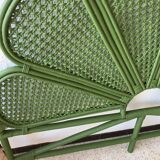 Double headboard in green rattan