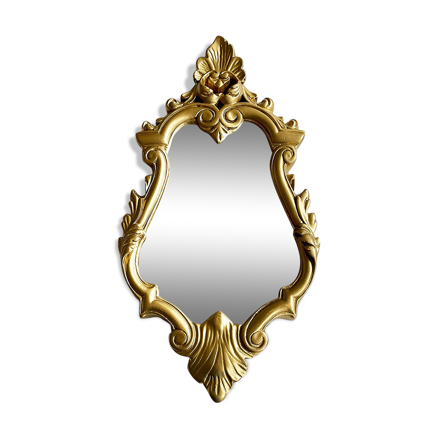 Baroque mirror in golden resin 26x49cm