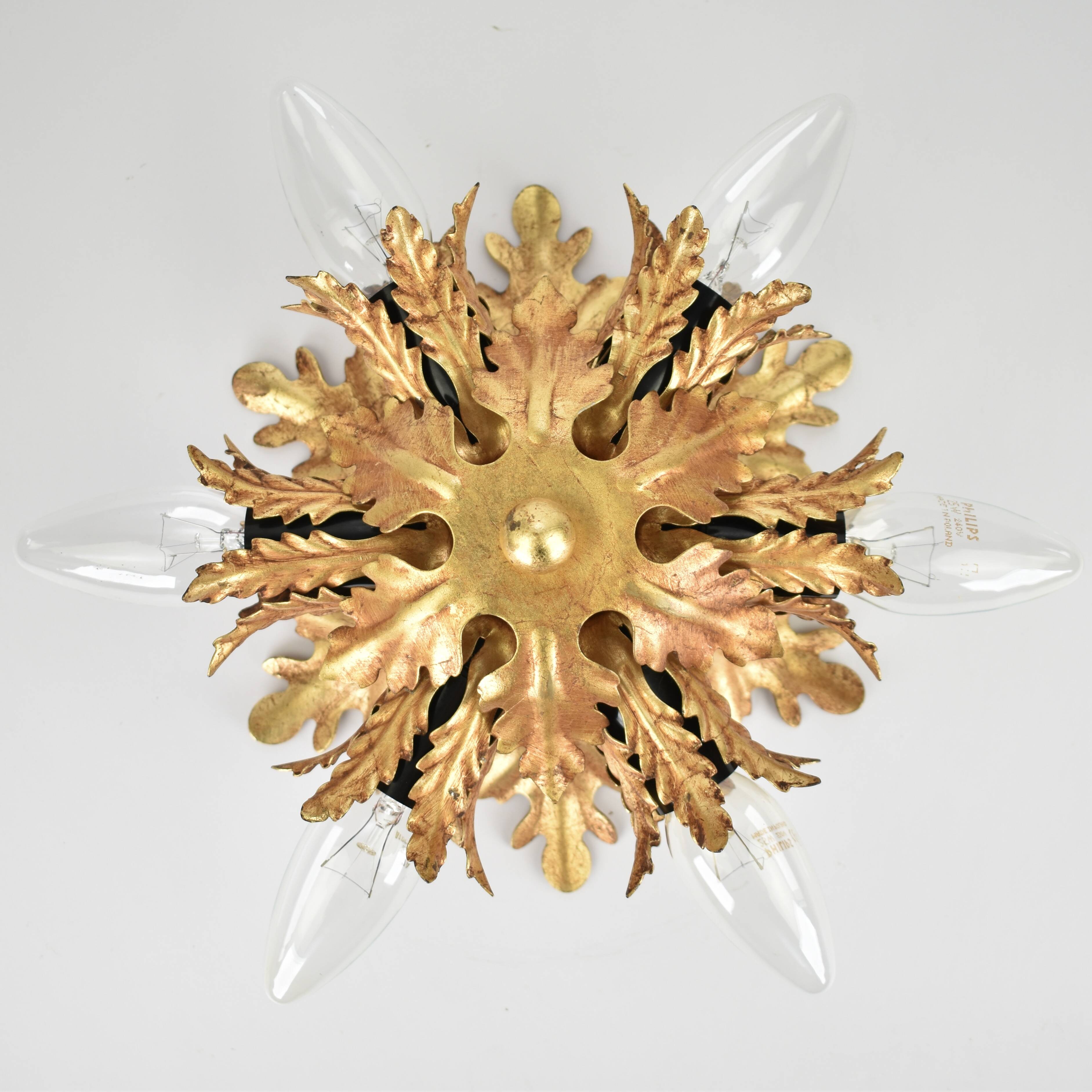 Mid century palm leaf flush mount by Banci Firenze