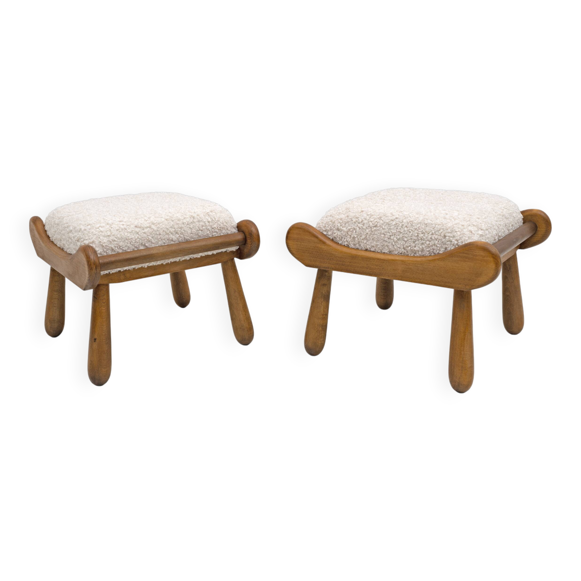 Pair of Philip Arctander Style Mid-century Modern Beech Stool, 1960s