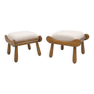 Pair of Philip Arctander Style Mid-century Modern Beech Stool, 1960s