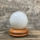 Lamp wood base turned opaline