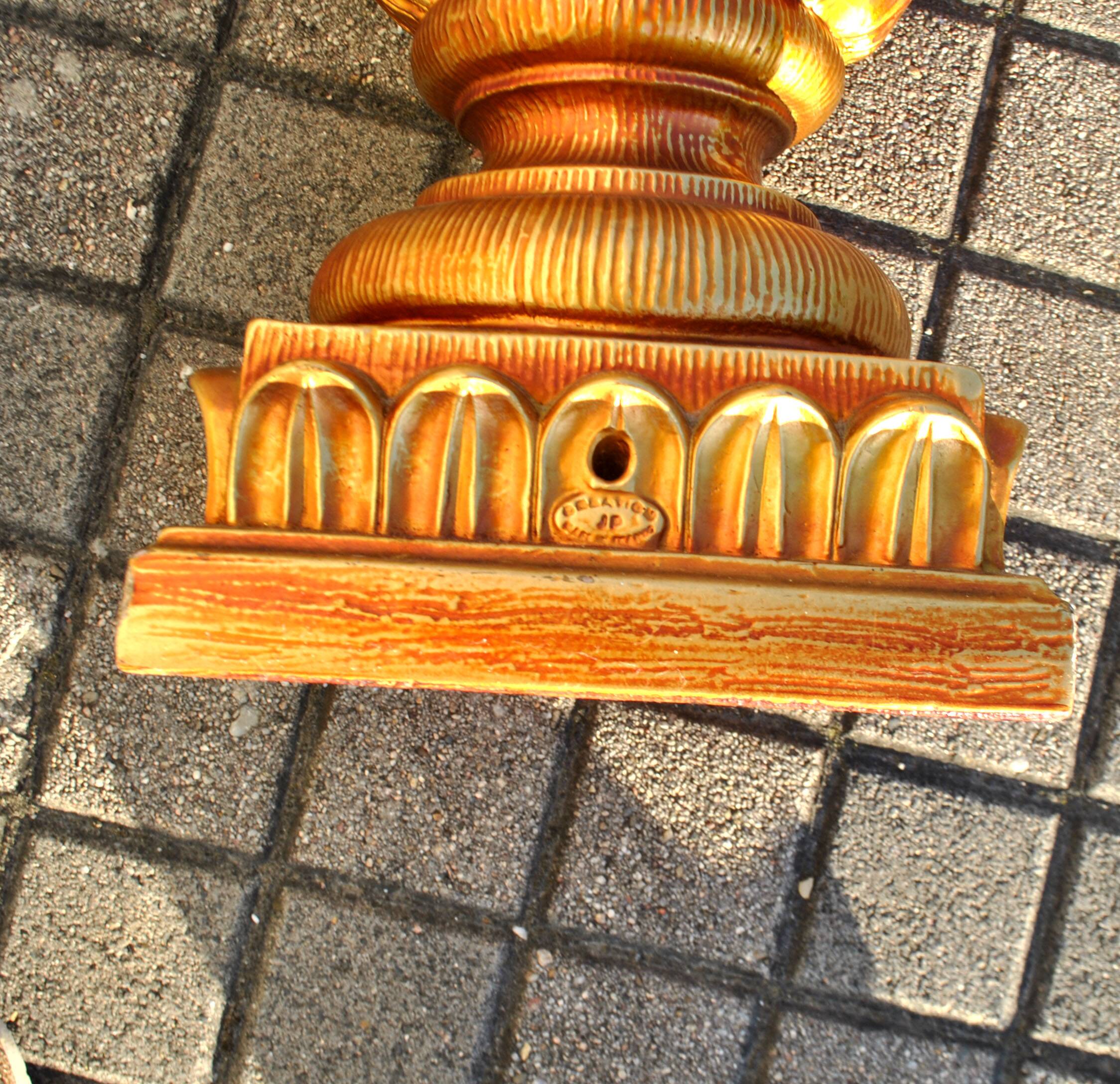 Decorative plaster column - gold lamp base - Creation JP France