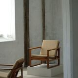 Børge Mogensen, a pair of BM2256 lounge chairs in oak and jute, Denmark, 1960s.