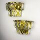 Pair of Kinkeldey 2-tier cut crystal wall sconces, gilt brass, Germany, 1970s