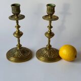 Pair of neoclassical brass candlesticks