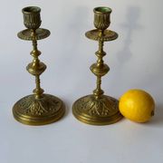 Pair of neoclassical brass candlesticks