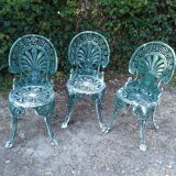 3 jardin chaises in aluminiun cast iron