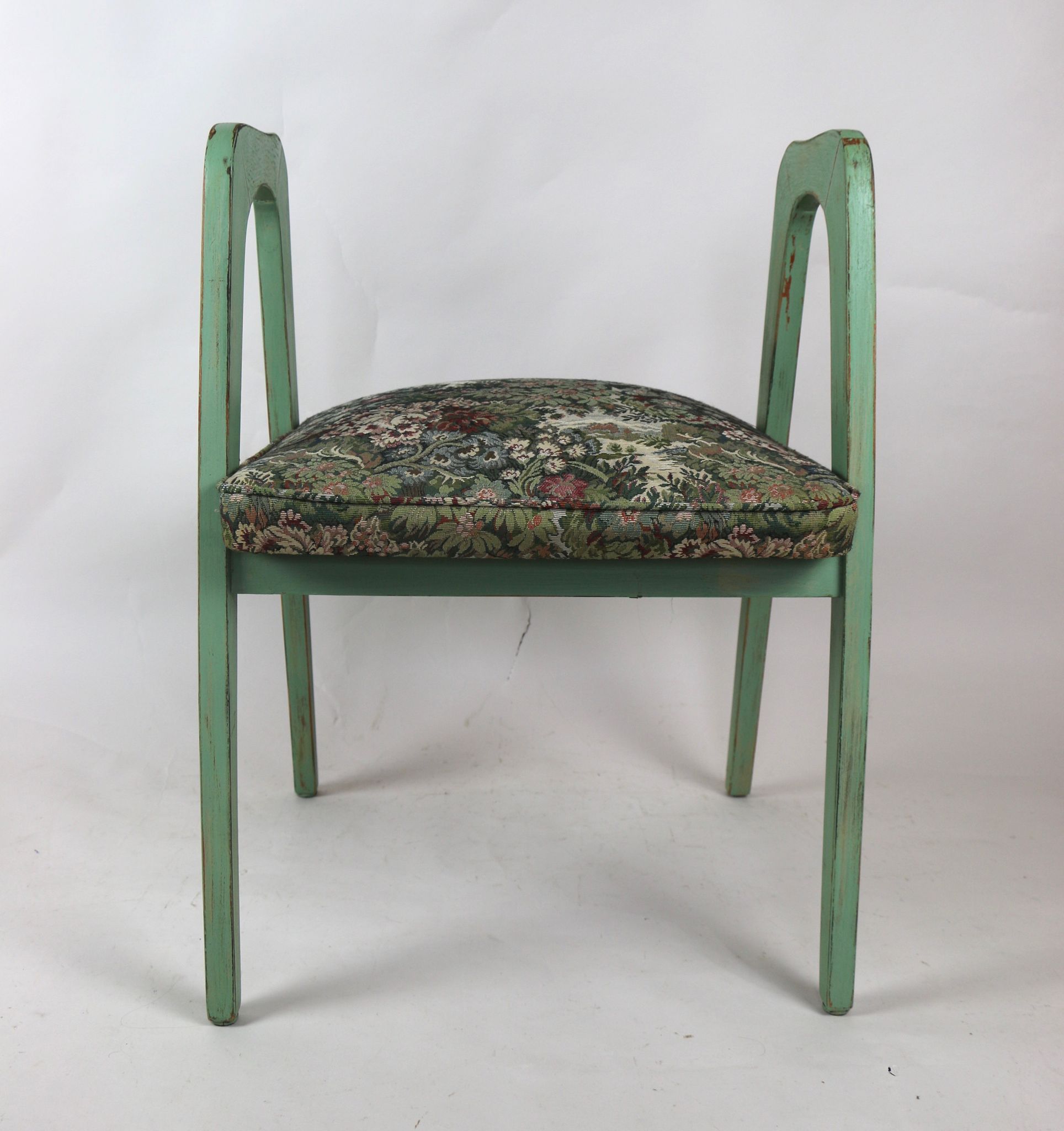 Lot de 2 tabourets verts à fleurs vintage