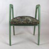 Lot de 2 tabourets verts à fleurs vintage