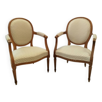 Pair of Voltaire armchairs, Louis XVI style, France