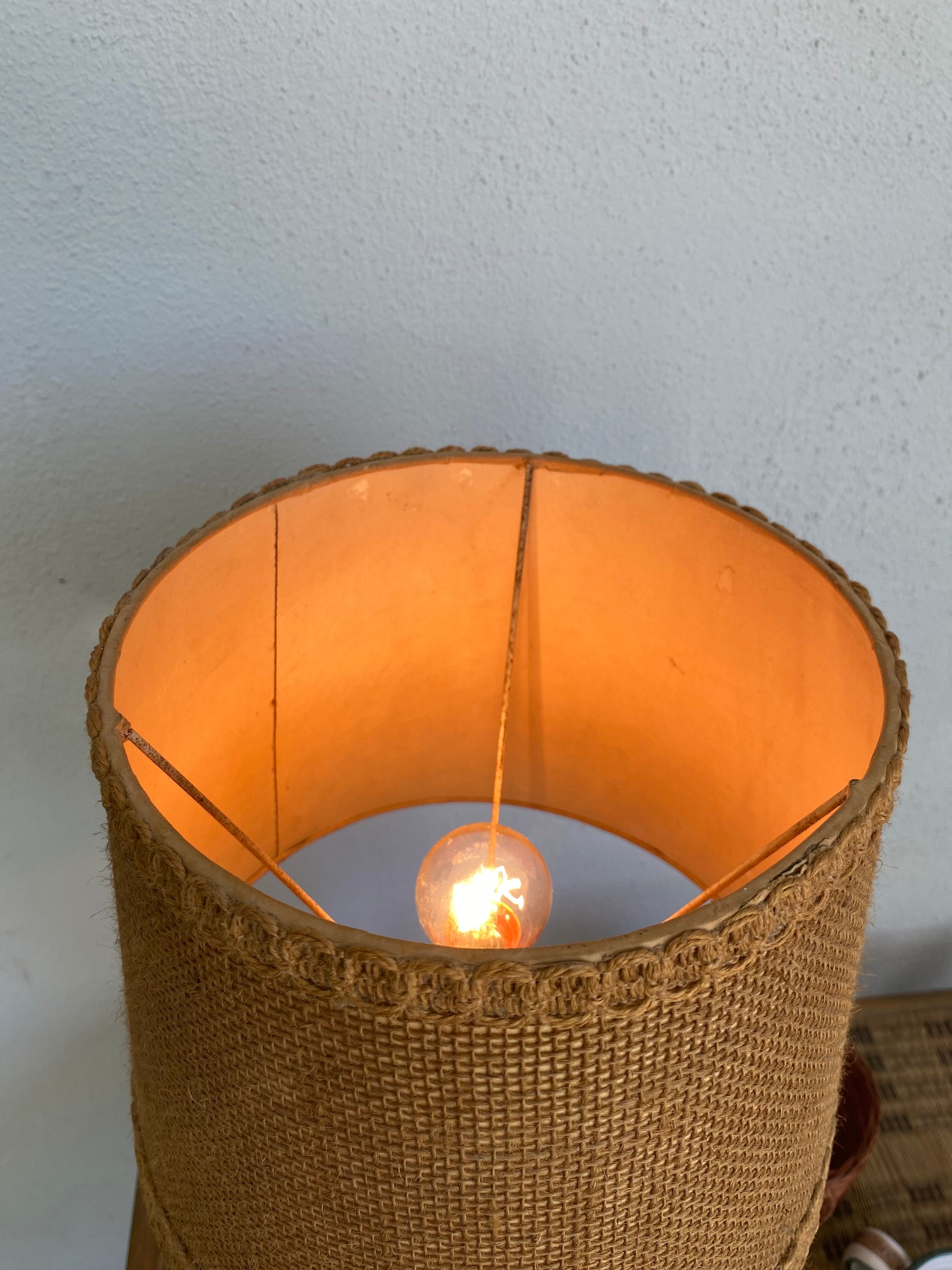 Wicker lamp, jute lampshade, cable 2m