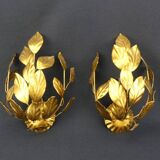 Pair of mourning sconces in gilded sheet metal