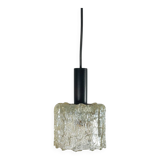 Vintage Mid Century Ice Glass Pendant Light 1970s