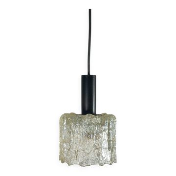 Vintage frosted glass pendant light, mid-century, 1970s.