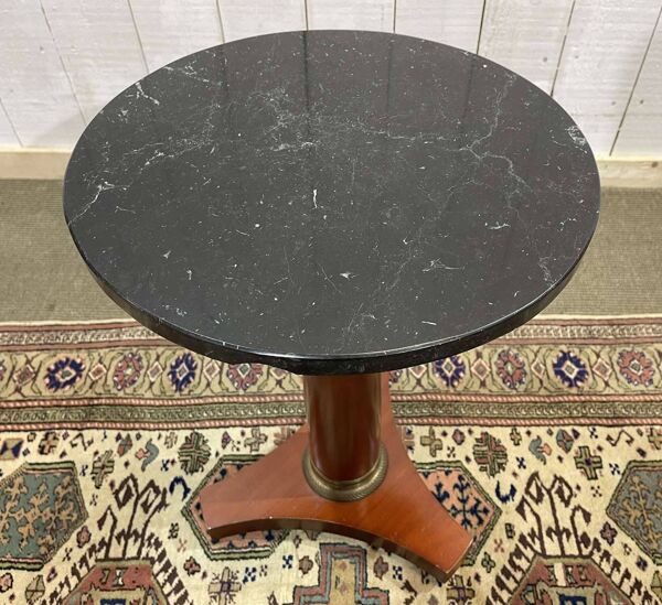 Guéridon de style Empire des années 1960 en merisier et dessus marbre noir